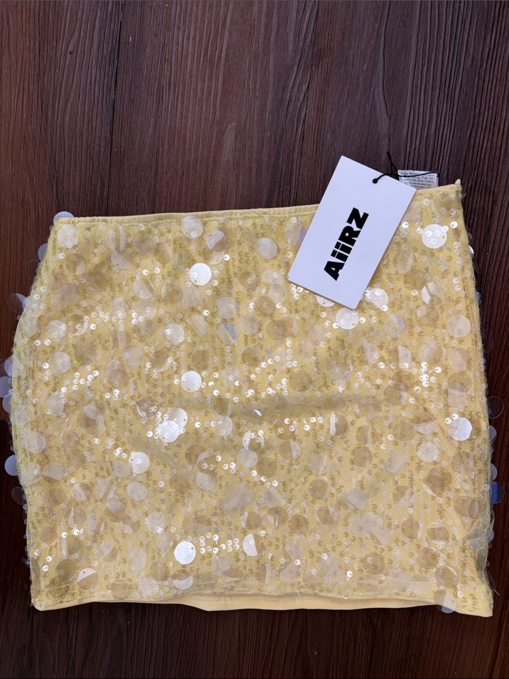 Yellow Sequin Mini Skirt